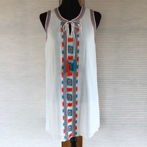 THML mini dress with orange and teal aztec print